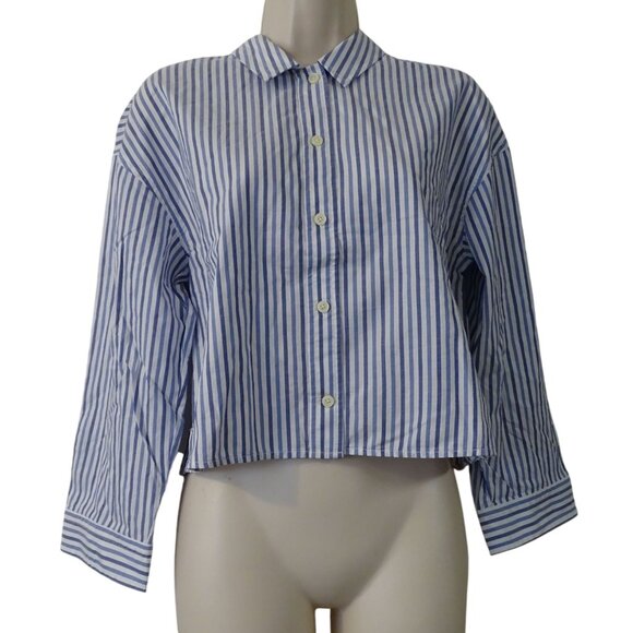 Everlane Tops - Everlane Woven Cotton PJ Top Women Size XXS Blue Stripe Button Up Long Sleeve